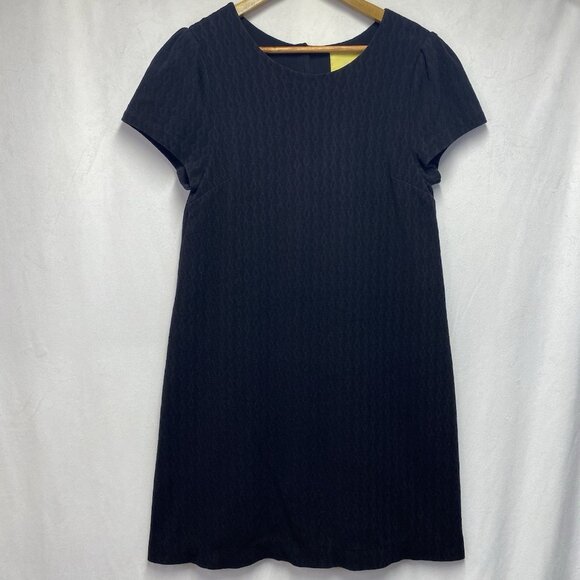 Maeve Cap Sleeve Round Neck Lined Shift Dress Women Medium Black Textured - Picture 1 of 16